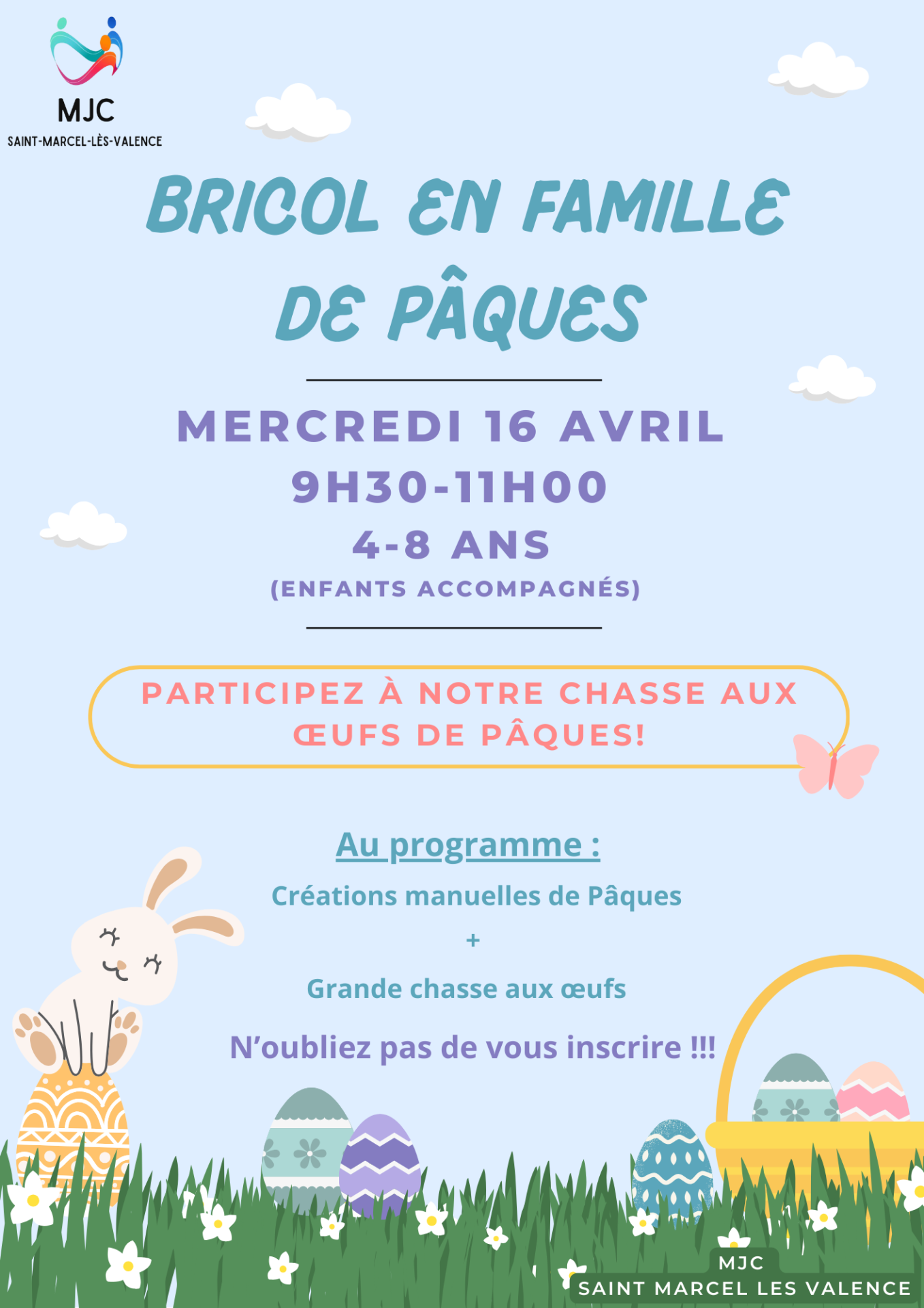 Affiche chasse aux oeufs bricol en familles