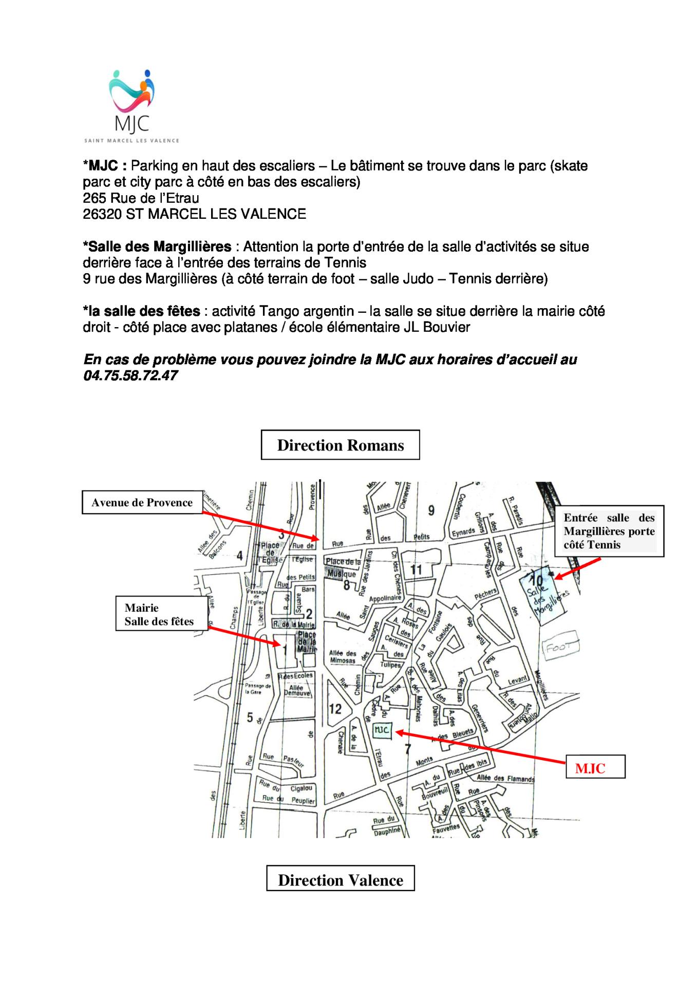 Plan mjc margillieres salle des fetes